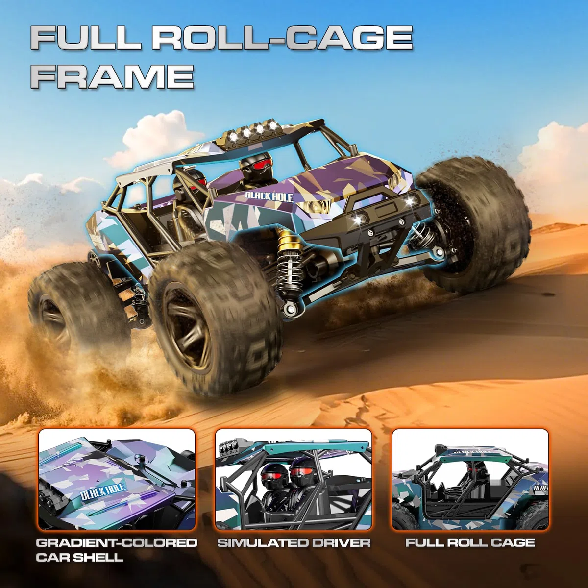 Voiture Télécommandée 1:14 RC Car 4x4 40 km/h pour Adultes et Enfants, Truck Tout Terrain avec 2 Batteries 1300mAh et 2 Jeux de Pneus, Voiture Radiocommandée Compacte Étanche | Camion télécommandé tout-terrain avec 2 batteries de 1300 mAh et 2 jeux de pne