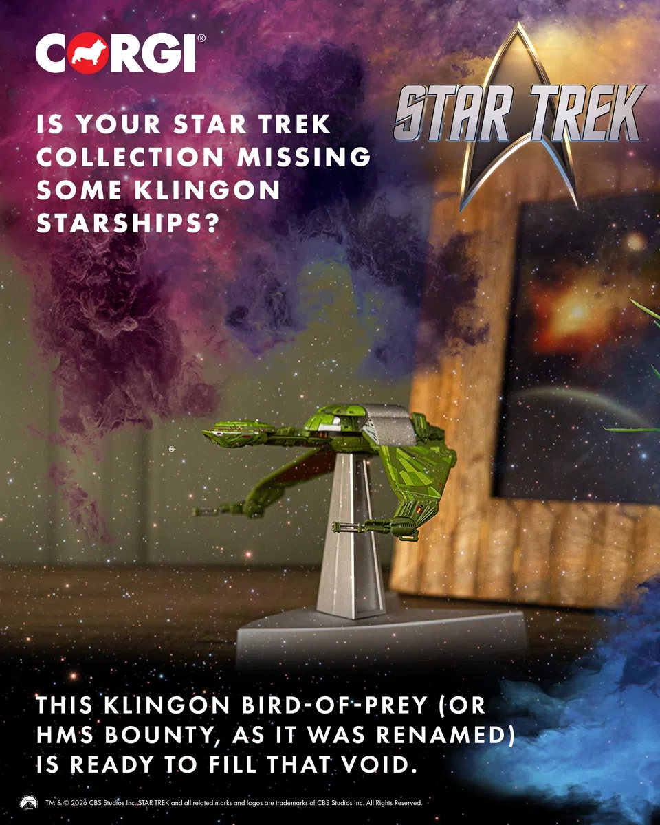 Corgi CC96612 Star Trek Klingon Oiseau de Proie « HMS Bounty » modèle moulé sous Pression avec Support de présentation – Star Trek IV : The Voyage Home Réplique détaillée du modèle de Navire, modèles