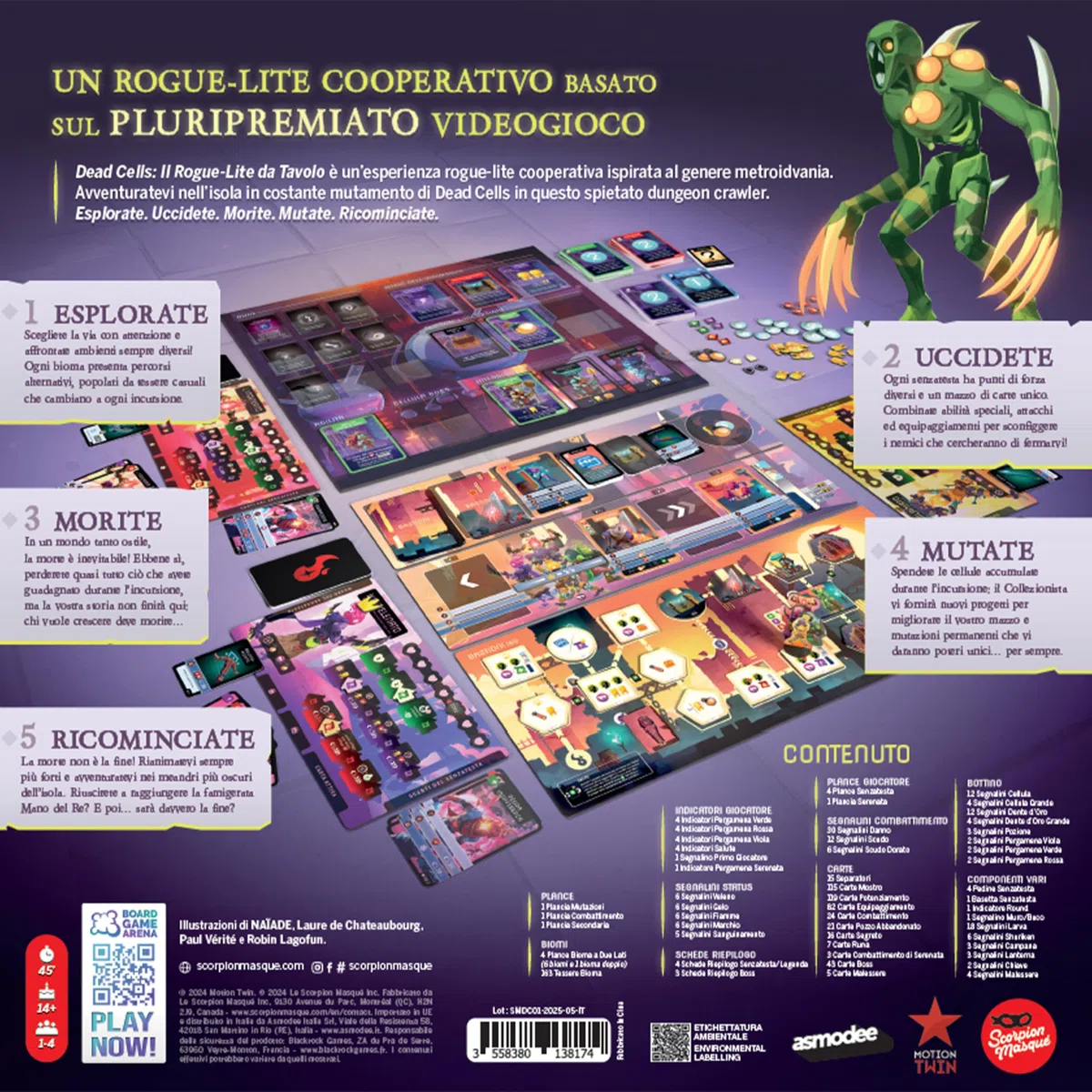 Asmodee Dead Cells, Jeu de société collaboratif inspiré du célèbre Jeu vidéo Dead Cells – Jeu de société Rough-Lite Metroidvania – 1 à 4 Joueurs – 14 Ans et Plus – Édition en Italien