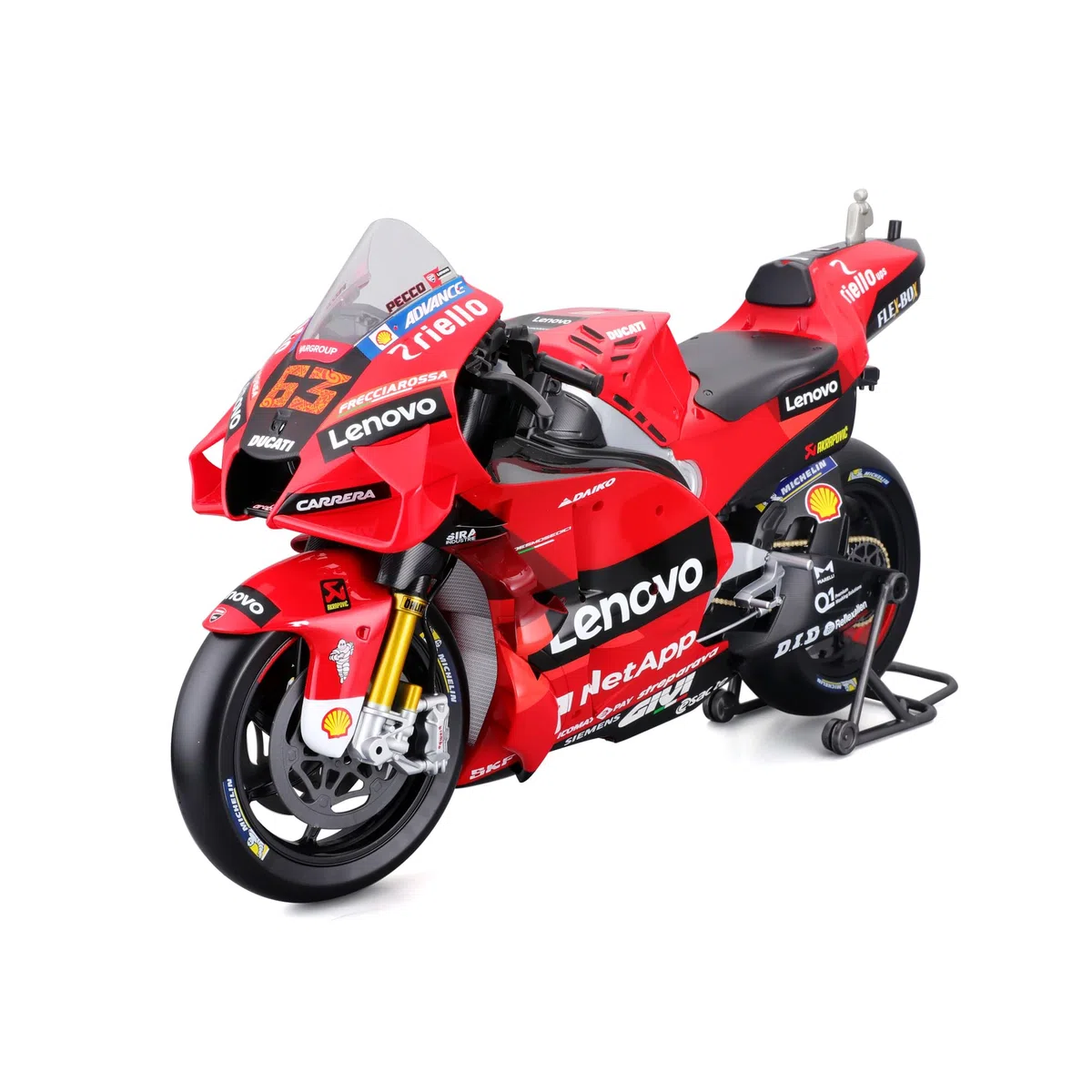 Véhicule Maisto 1 6 Moto GP Racing Ducati Lenovo 2022 63 Bagnaia, rouge et rouge