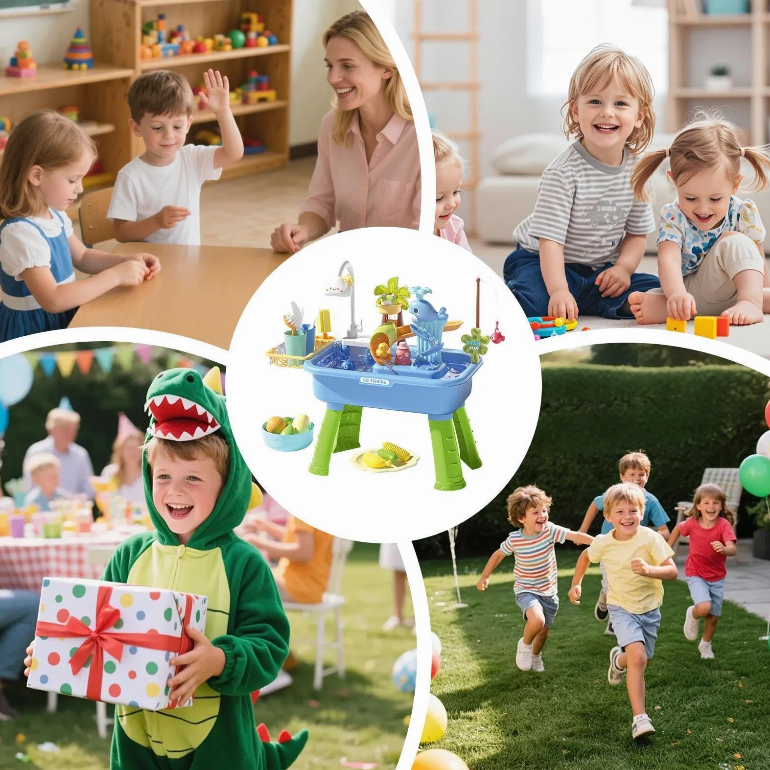 Table D'Activités Aquatiques | D'Été, Évier Cuisine | pour Garçons Filles Préscolaires Terrasse Plage Camping Maison Salle De Jeux Vacances