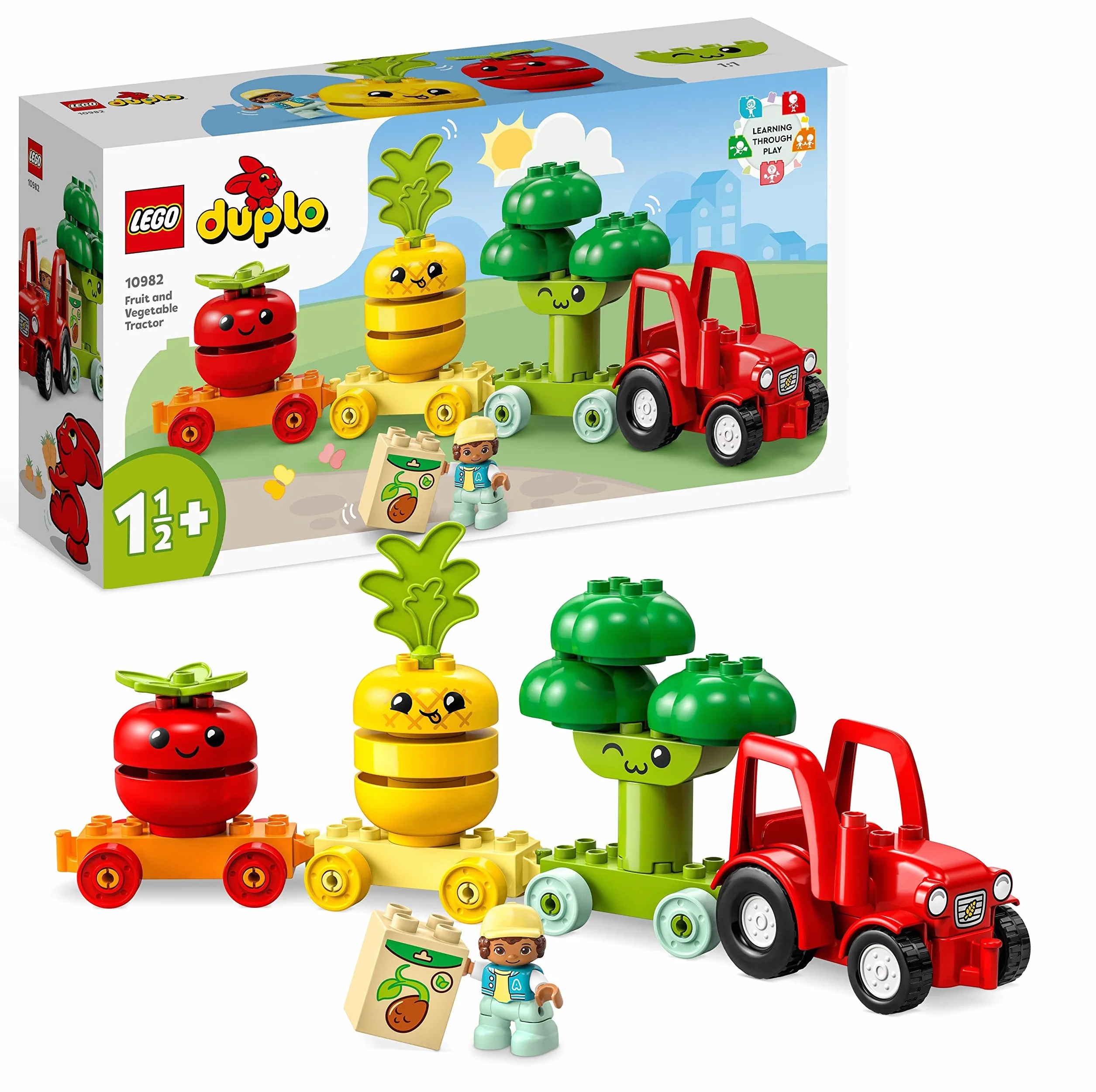 LEGO 10982 Duplo My First Le Tracteur des Fruits et Légumes, Jouet à Empiler et à Trier par Couleur pour Les Bébés et Enfants Âgés de 1,5 à 3 Ans, Jeu Éducatif