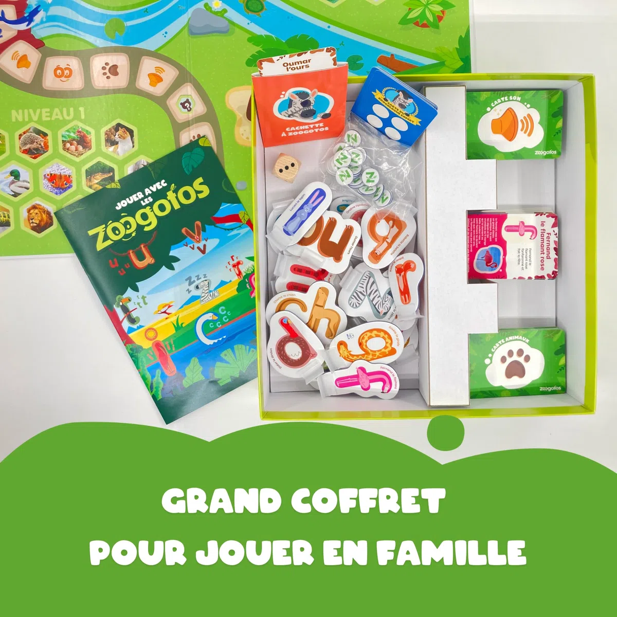 Jeu de Société Éducatif Lecture Enfant 4-7 Ans – 6 Jeux Progressifs et Ludiques pour Apprendre Les Lettres et Les Sons – Animaux-Lettres Astucieux – Méthode Éprouvée – Fabriqué en France