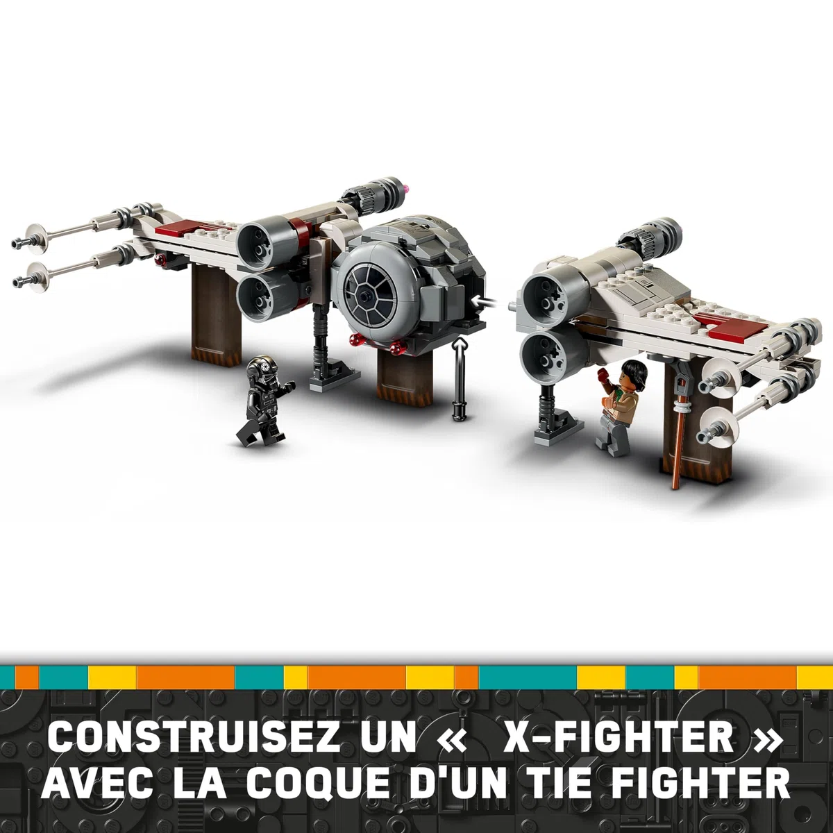 LEGO Star Wars 75393 TIE Fighter et X-Wing à Combiner - Jeu de Construction avec 2 Vaisseaux Spaciaux - 4 Minifigurines & Figurine de Droïde - Cadeau Original pour Garçon dès 9 Ans & Fans