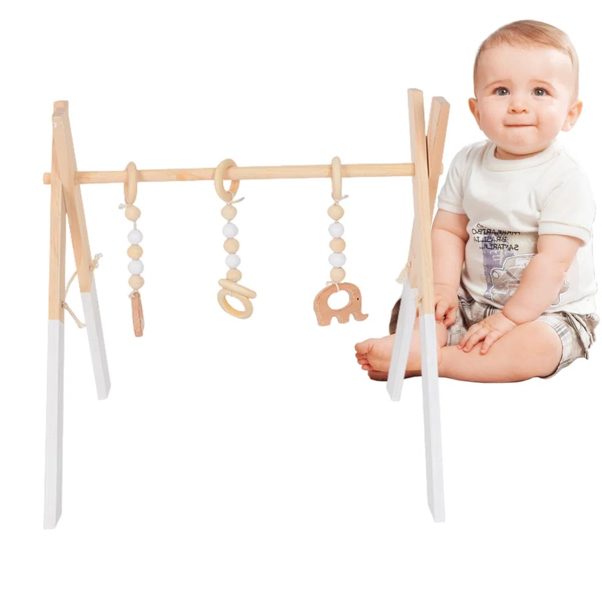 Portique D'Éveil Bébé Bois Portique D’Activité De Bébé En Bois, Exercice De Coordination & Design Scientifique Et Pliable