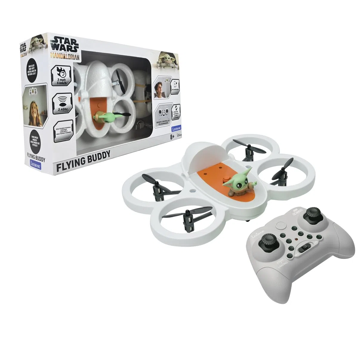 Lexibook, Grogu Hover Pod Radiocommandé, UFO1SWLXB | Véhicule radiocommandé, jouet Star Wars, Blanc/Gris