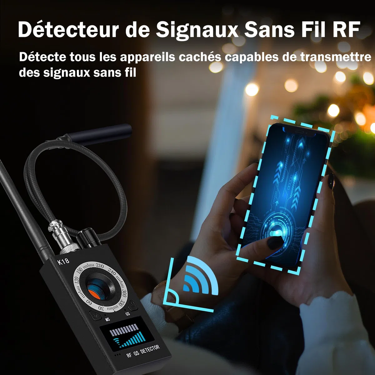 Micro Espion Détecteur, Bug Détecteur RF sans Fil, Détecteur de Micros GPS, Detecteur de Camera et Micro Espion, Détecteur de Bugs pour pour Bureau à Domicile Hôtel