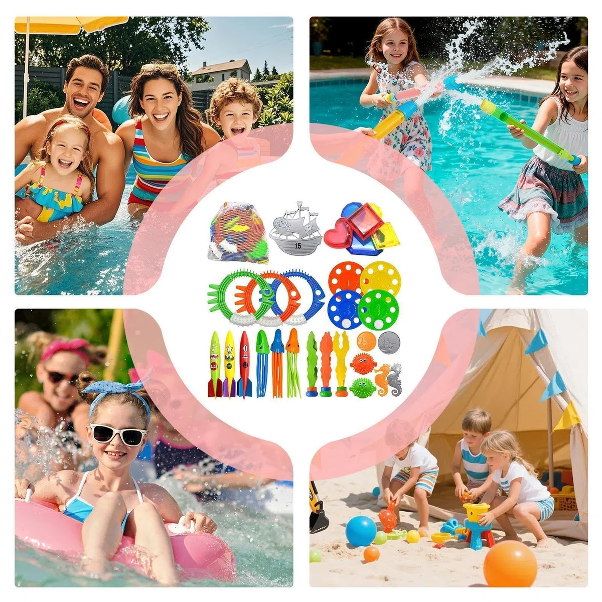 Jouet de plongée – Ensemble de jeu sous-marin de 34 pièces pour piscine et activités pour enfants