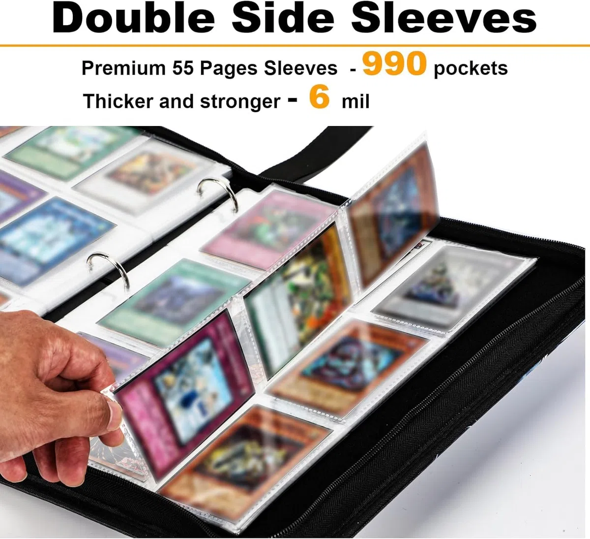 Classeur compatible avec les cartes Lorcana 990 poches, porte-cartes à collectionner pour cartes de sport et autres cartes à collectionner MTG TCG avec 55 pochettes (LOR-ST)