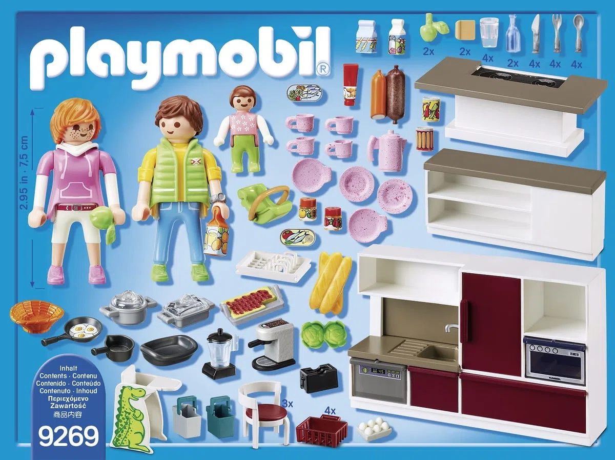 Playmobil 9269 Cuisine aménagée - City Life - Grande Cuisine familiale complètement équipée avec mobilier et Vaisselle - pour aménager La Maison Moderne - Dès 4 Ans