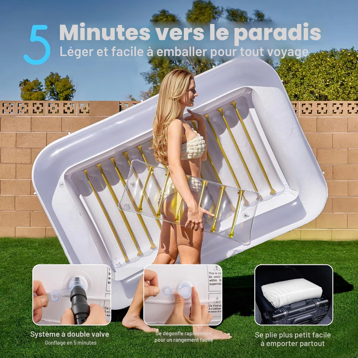 Sloosh Matelas Gonflable 178 x 116 cm pour Piscine, Bain de Soleil pour Adultes, Flotteur de Piscine, Matelas Gonflable pour Adultes, divertissements d'été, fête Aquatique (Fleur Violette)