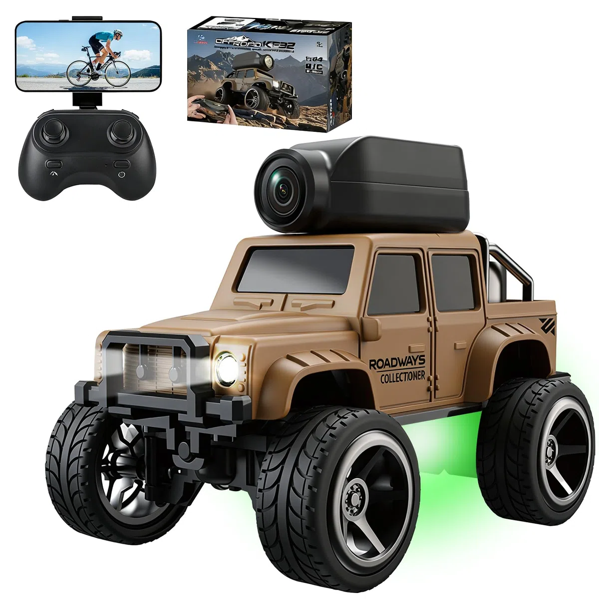 OBEST Voiture Télécommandée avec Caméra, 2.4 GHz RC Camion, Contrôle par Application, WiFi Transmission Photo, 2 Modes de Vitesse, Carrosserie en Alliage Truck pour Adultes et Enfants