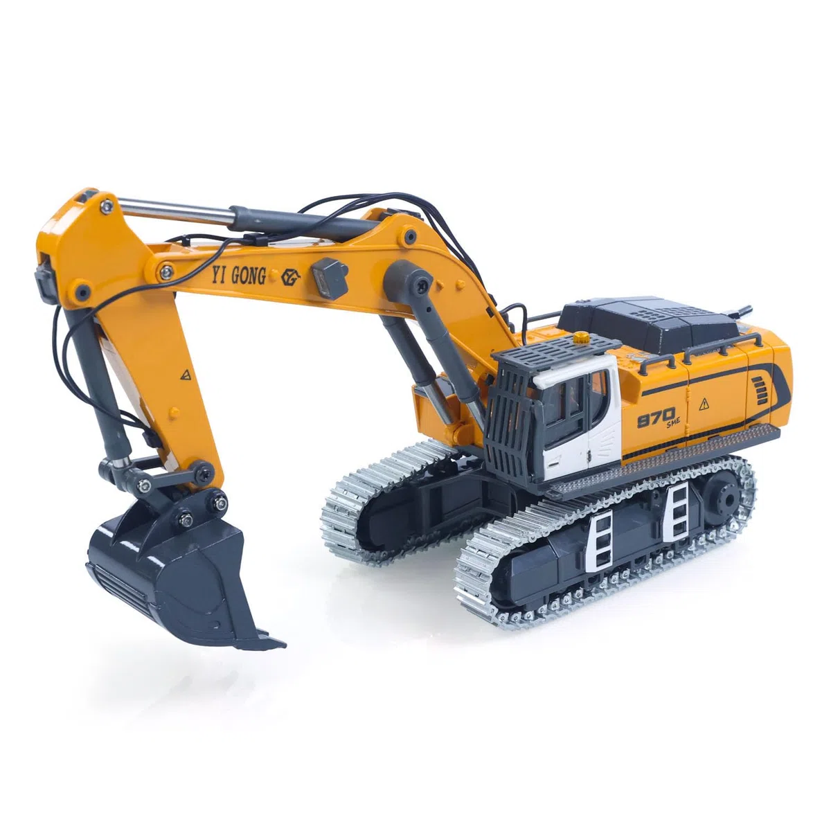 Excavatrice télécommandée K970 1/50 RC - Pelleteuse électrique - Seau métal - Son léger - Batterie RTR - Jouet ingénierie adulte jaune