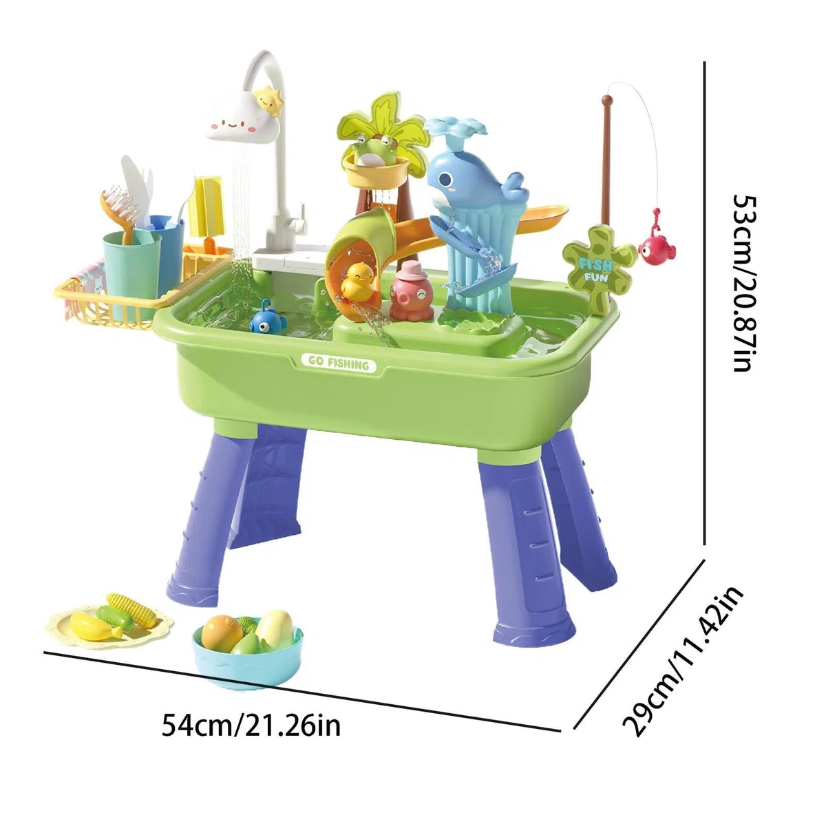 Générique Table de Jeux d'eau Table de Sable et d'eau pour | Jouet Sensoriel Éducatif Interactif avec Pompe pour Maison Jardin Développe la Coordination Main-Œil