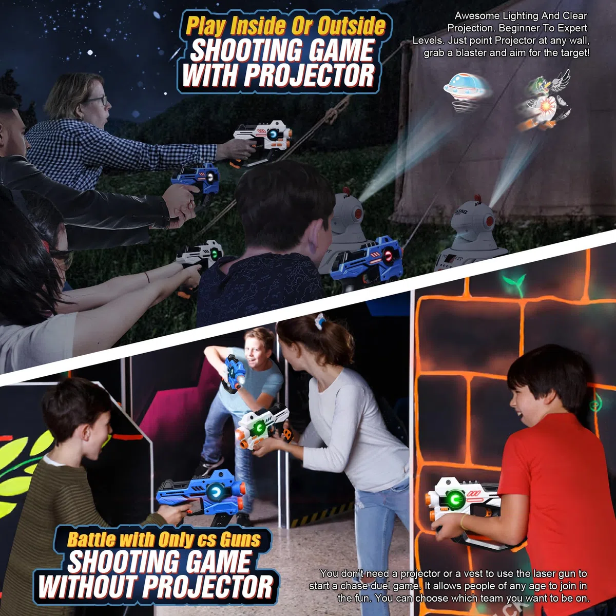 Pistolet Laser avec Projecteur, Jeu de Laser Tag Multi-Play pour Les Adolescents et Les Filles Jouet Blaster pour l'intérieur et l'extérieur pour Adultes Enfants Ages 3-12