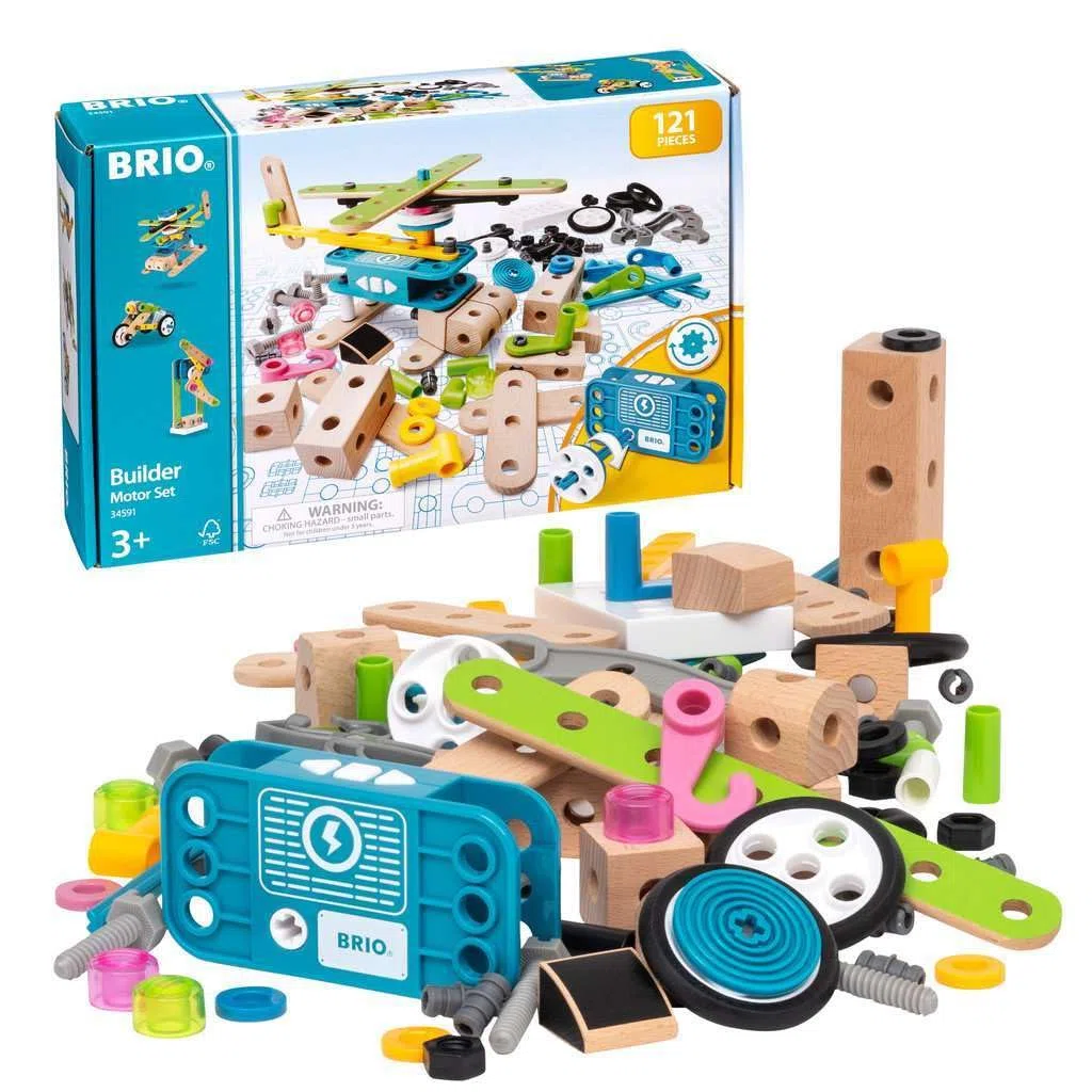 BRIO Builder - 34591 - Coffret Builder et Moteur - 120 pièces - Jeu de construction STEM -Créations libres ou guidées - Pour garcons et filles à partir de 3 ans