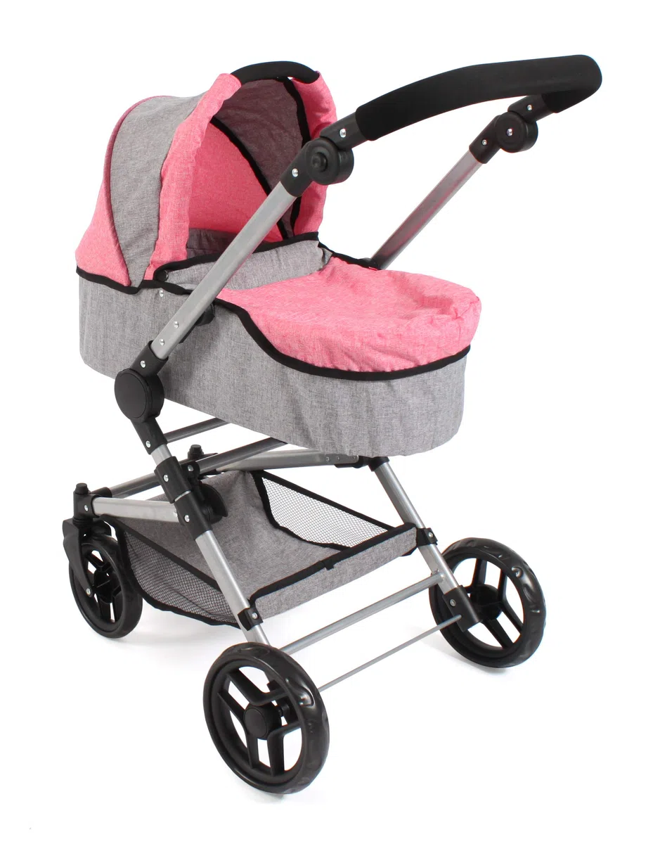 Bayer Chic 2000 Poussette pour poupée Fides, Ensemble 3 en 1 composé d'une nacelle, d'un siège Sport et d'un siège Auto, Gris et Rose chiné