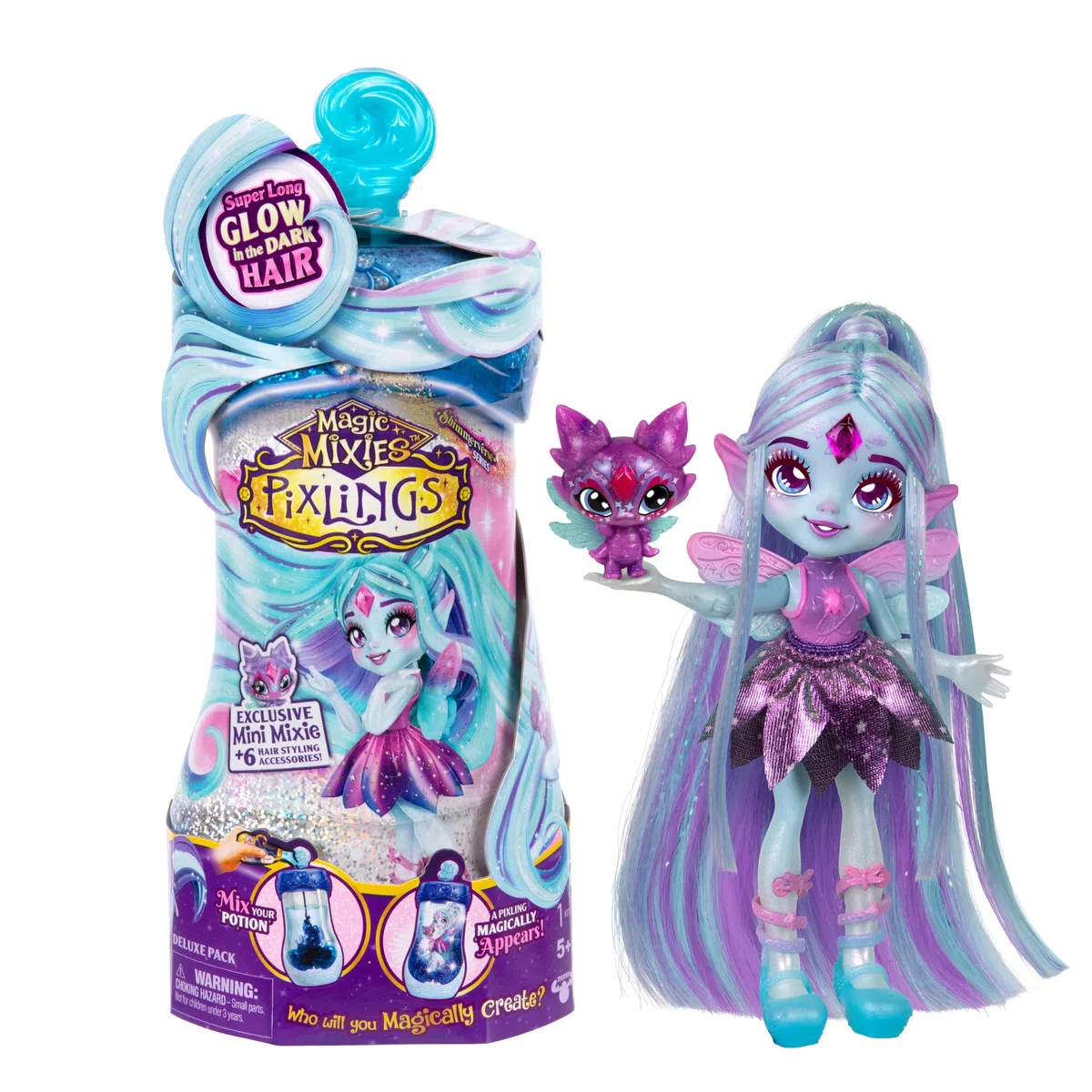 Magic Mixies - Pixlings Deluxe Pack Flyt The Dragonfly Pixling Now with Shimmer Reveal ! Créez et mélangez Une Potion Magique Qui révèle comme par Magie Une Belle poupée Pixling de 16,5 cm