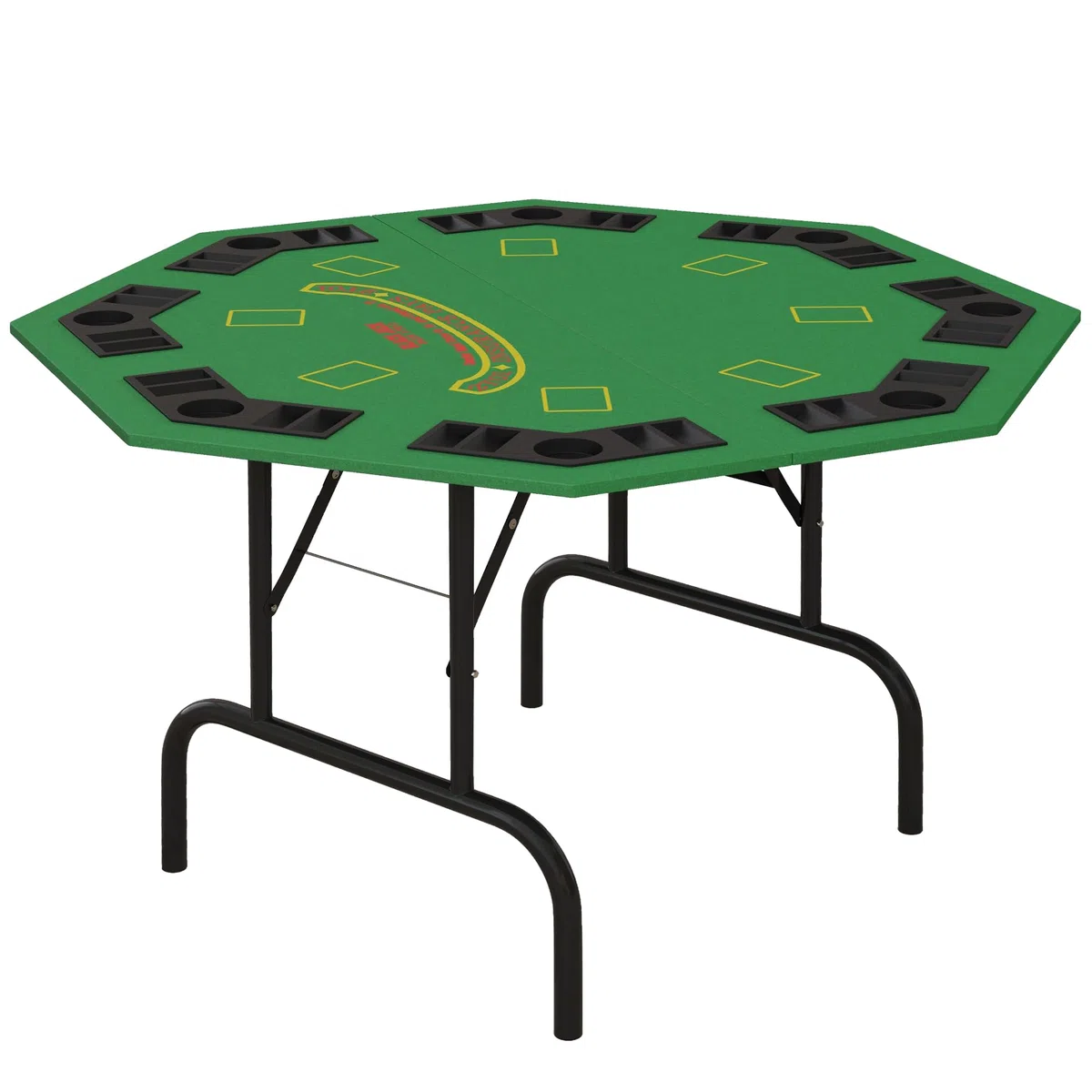 SPORTNOW Table de Poker Pliable pour 8 Joueurs, Table de Jeu avec Porte-gobelet et bac à jetons, 120 x 120 x 72 cm, Vert