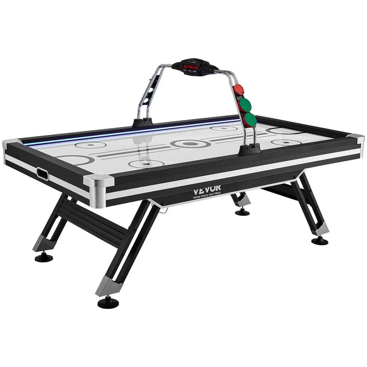 VEVOR Table d’Air Hockey avec Système de Score Électronique LED, Matériel pour Hockey sur Table d'Intérieur, avec 2 Palets, 2 Poussoirs, Ensemble de Jeu d'Arcade pour Salle de Jeux, Maison Familiale