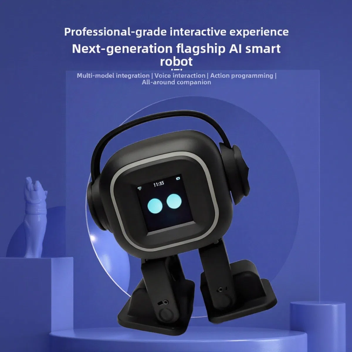 AI Chatbot Robot avec interaction émotionnelle, chant et danse, commande vocale pour la maison pour compagnon (noir)