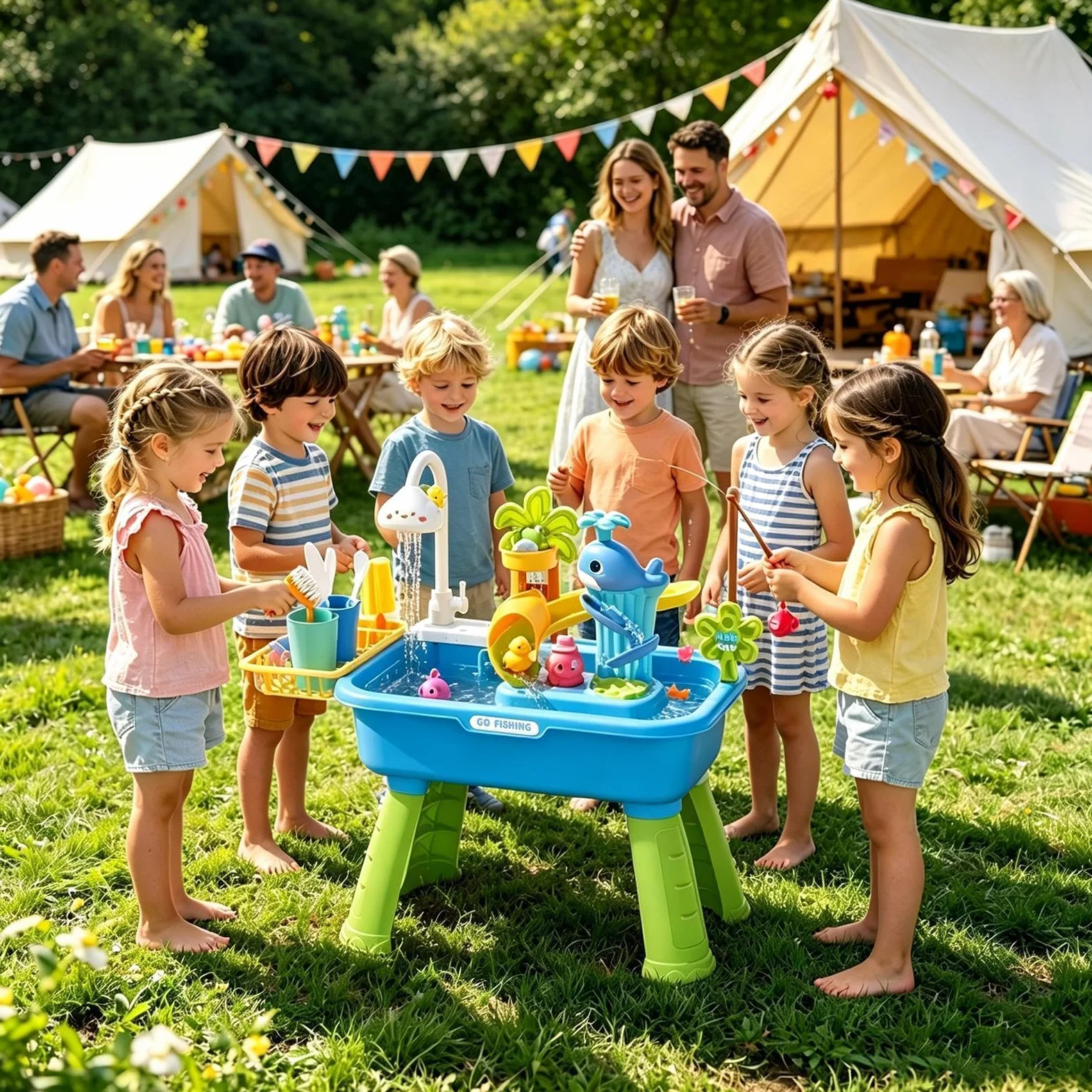 Table D'Activités Aquatiques | D'Été, Évier Cuisine | pour Garçons Filles Préscolaires Terrasse Plage Camping Maison Salle De Jeux Vacances