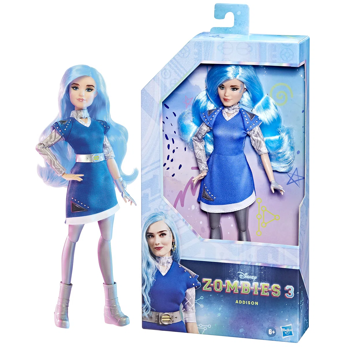 Disney Princess Zombies 3 Addison Fashion Doll Poupée 30,5 cm avec Cheveux Longs Bleus, Robe, Chaussures et Accessoires Jouet pour Enfants à partir de 6 Ans