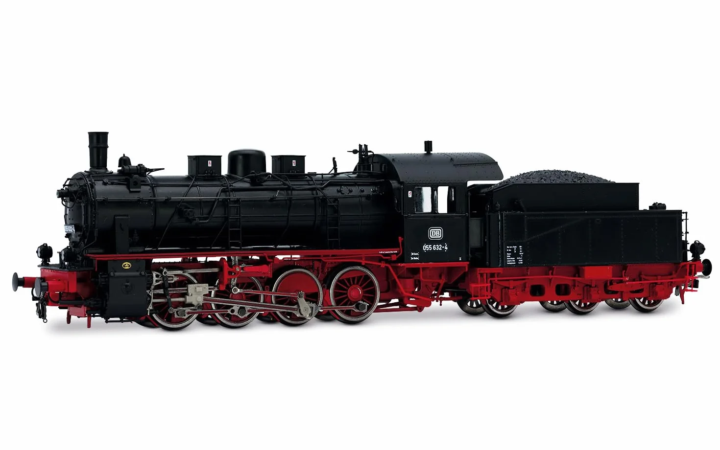 Rivarossi Locomotive à Vapeur HR2892S DB, 055 632-4, livrée noirrouge, ép. IV, avec décodeur sonore DCC Locomotive à Vapeur