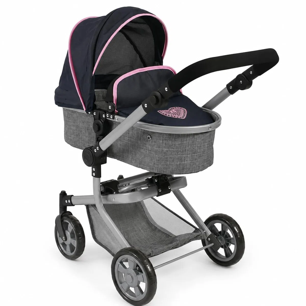 Bayer Chic 2000 Poussette poupée Mika 2 en 1 Pliable et réglable | Poussette poupée 2 en 1 pliable avec poignée réglable (47-80 cm), pour poupées jusqu'à 52 cm.