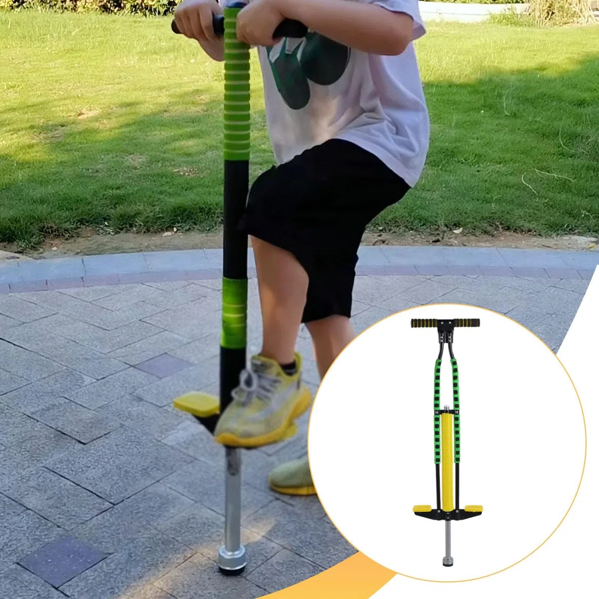 Colcolo Accessoire pour bâton sauteur : poignée facile, revêtement en mousse, jouet d'exercice actif pour l'extérieur, idéal pour les débutants et, Vert