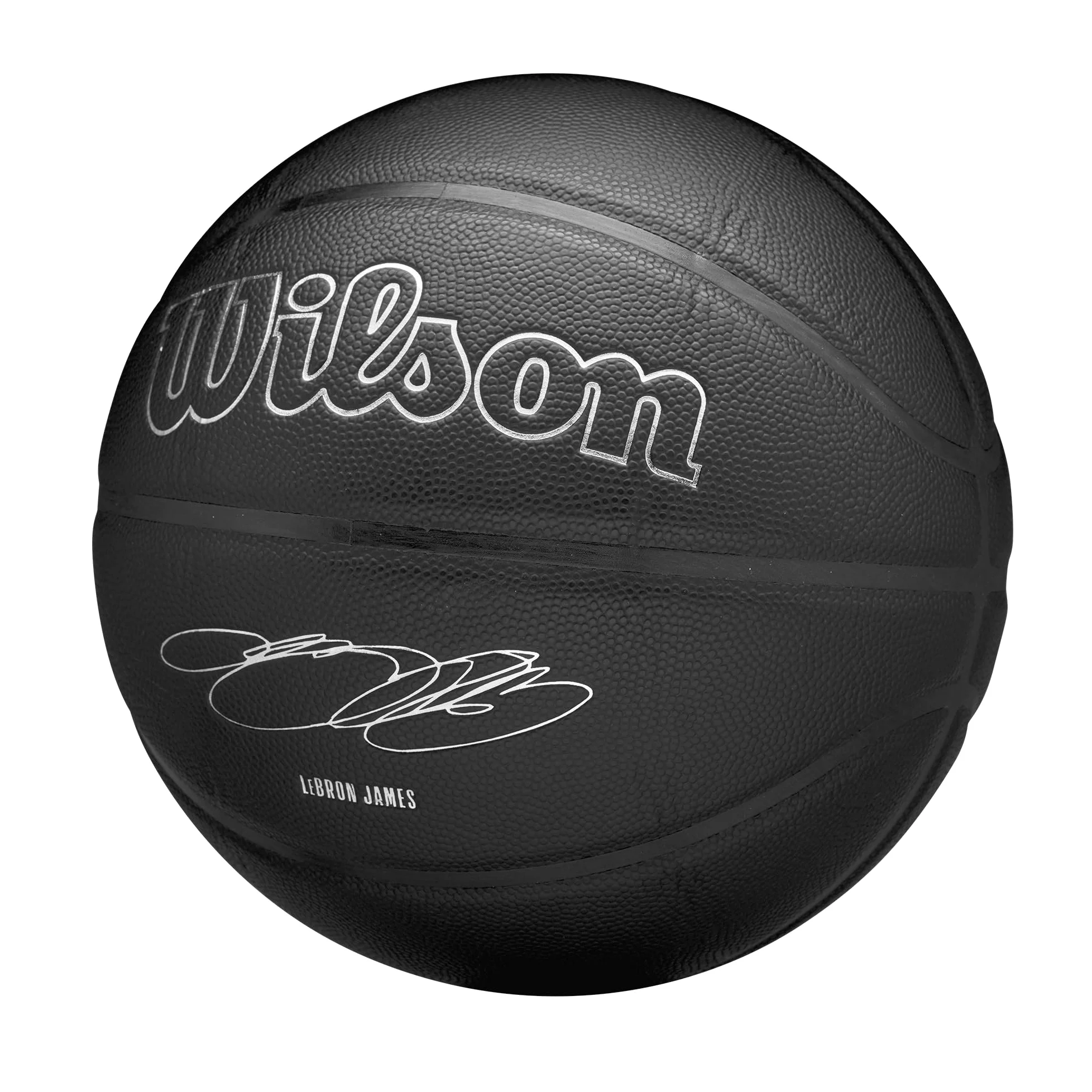 WILSON Evergreen NBA Player, Ballon de Basket, Revêtement Pure Touch, Idéal pour Extérieur, Résistant Aux Intempéries, Joueur: James, Couleur: Noir, Taille: 7