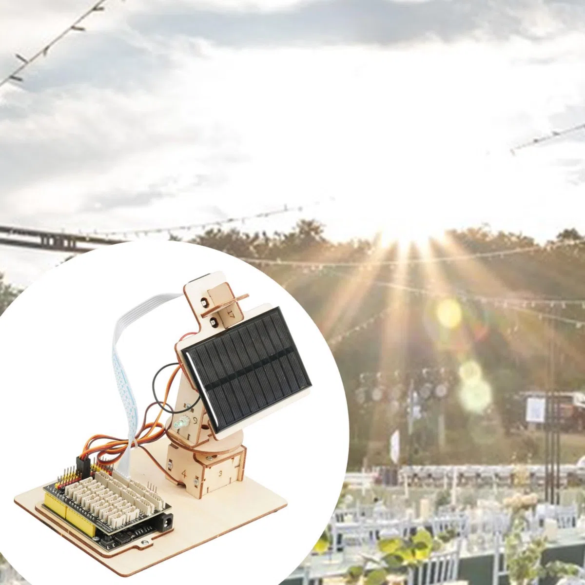Dispositif de suivi solaire Solar Traceker DIY Code de programmation compact Système de suivi solaire en bois pour adolescents adultes 15+ école