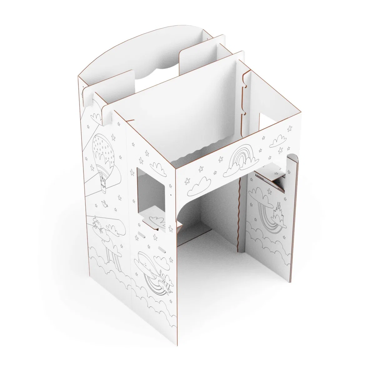 théâtre de marionnettes 0,75 x 0,70 x 1,25 m Personnalisable en Carton Jouet éducatif - Théâtre Arc-en-Ciel à colorier