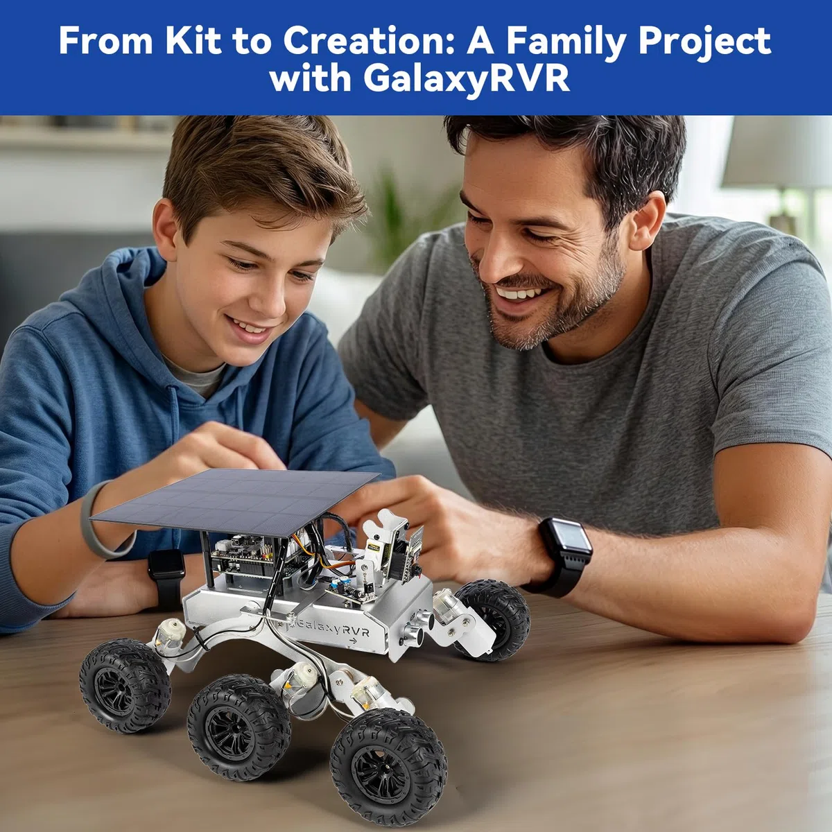SUNFOUNDER GalaxyRVR Mars Rover Kit Robot vidéo Intelligent Compatible avec Arduino UNO R3 avec ESP32 Cam pour visuels FPV en Temps réel, Carte R3 et Piles Rechargeables incluses
