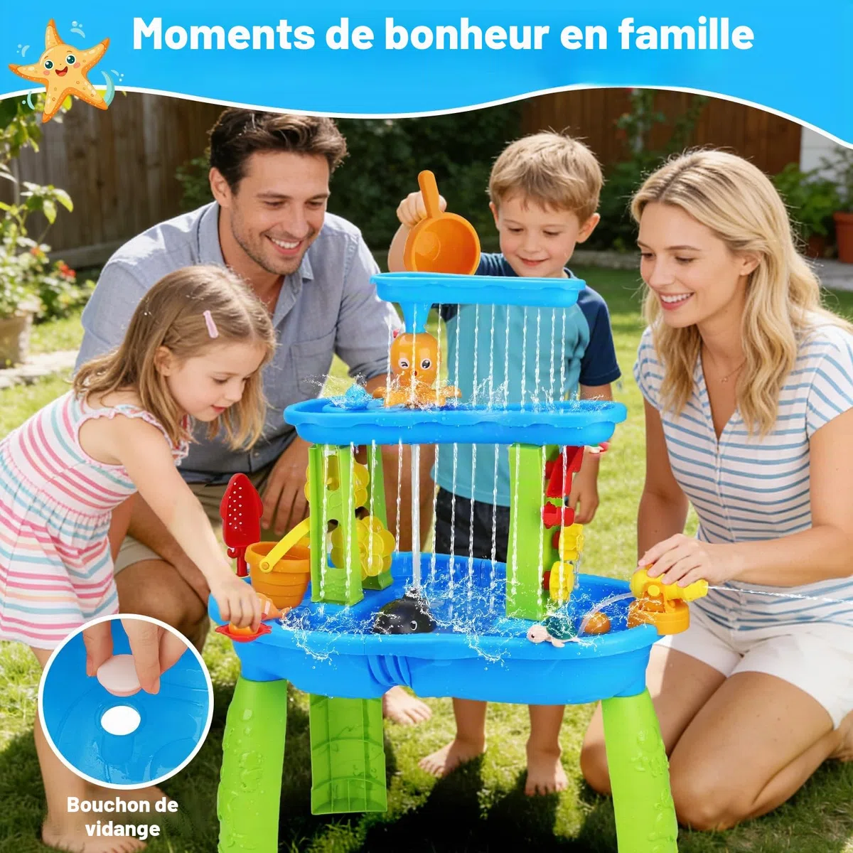Lypsochaat Table d'eau Exterieur Enfants, Jeux d'eau Exterieur pour Enfant, Jouets Activité d'Été Jardin Plage, Jouet Extérieur Jeu d'eau pour Garçons et Filles 2 3 4 5 Ans Bleu