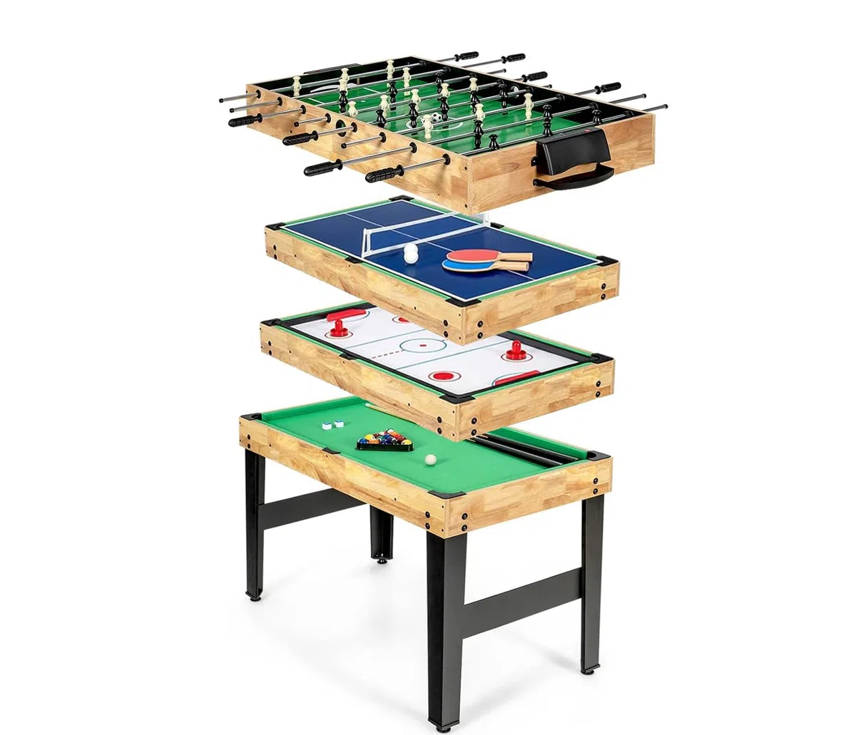 Table Multijeux 4 en 1, Baby Foot, Multifonction Sport Babyfoot,Billard,Tennis de Table,Hockey, Convient Aux Adultes Et Aux Enfants Plaisir Familial