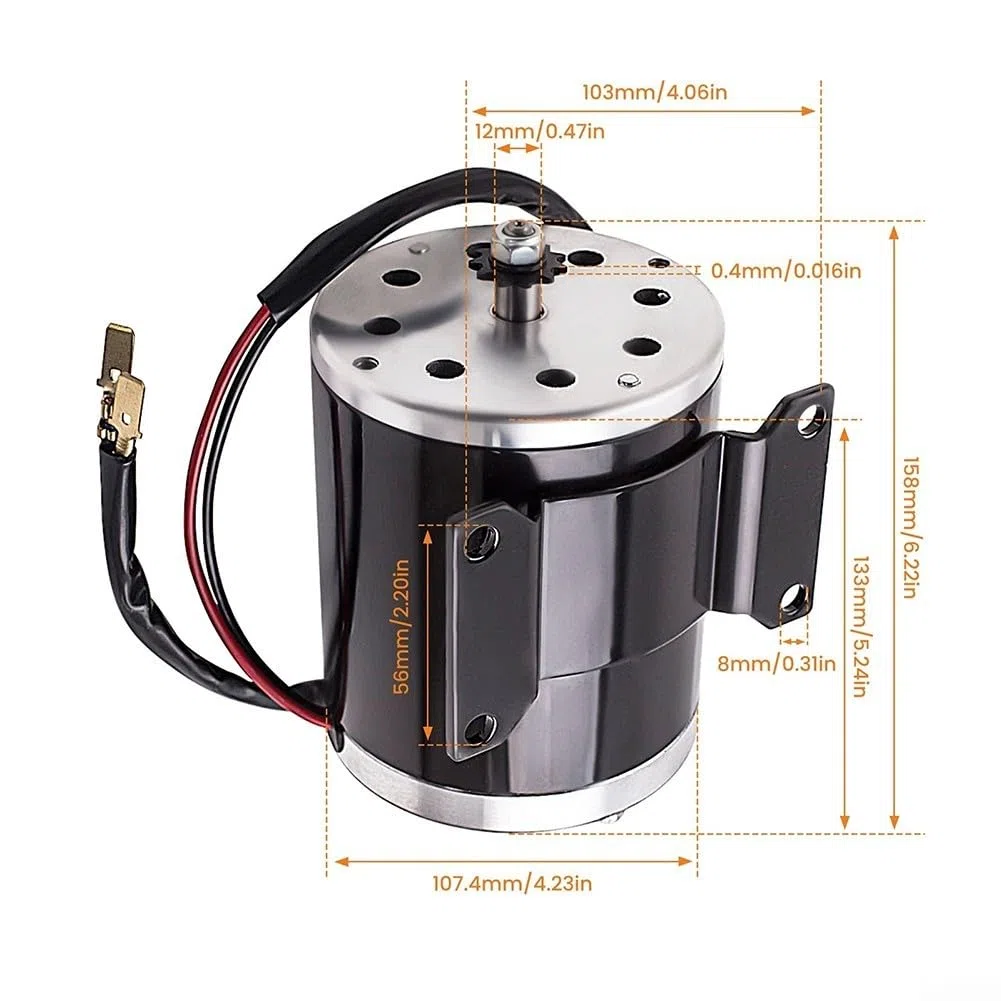 Moteur électrique 500 W 24 V DC ZY1020 à couple élevé pour scooter, kart minibike, projets de bricolage, 107 mm