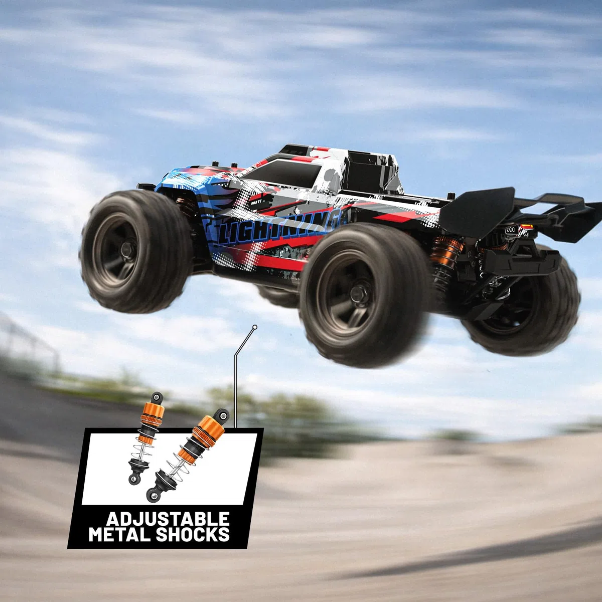 Voiture Télécommandée Adulte 1:18 2.4GHz Tout-Terrain Off-Road, Extérieur Voiture RC 4WD Haute Vitesse 36 km/h, voiture radiocommandée adulte 4x4 Étanche avec 2 Batteries Rechargeables 1300mAh