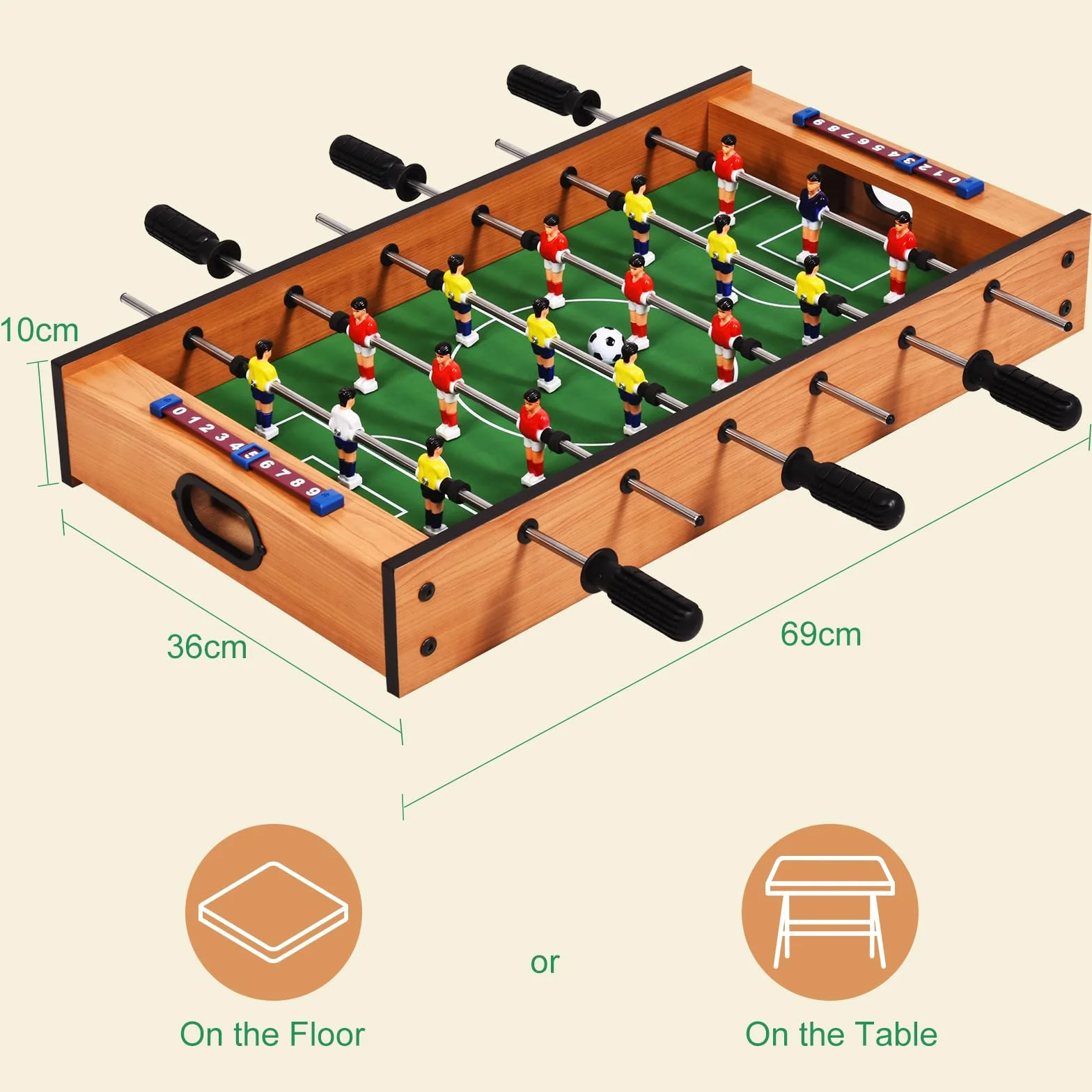 HOMASIS 2 en 1 Table Multijeux en Bois pour Enfant, Baby-Foot, Air Hockey de Table, Table de Jeu de Football pour la Maison, Le Bar, Le Bureau, pour Enfants de 4 Ans+