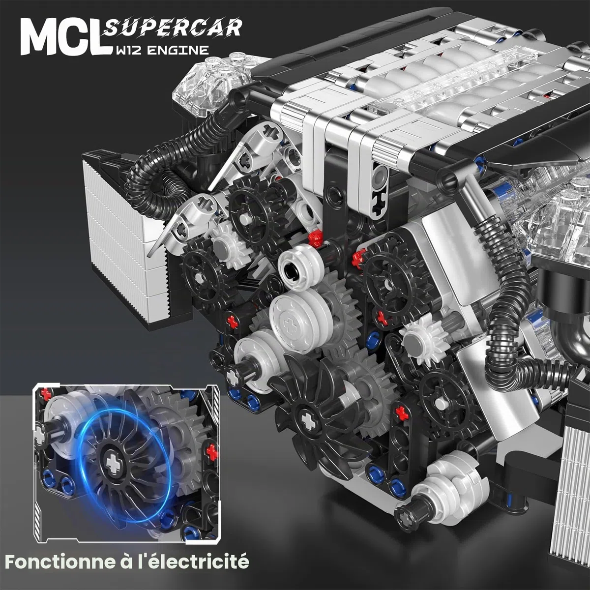 Mould King 10230 - Modèle de blocs de construction de moteur technique - Kit de modélisation de moteur pour adultes - Moteur à essence MOC comme jouet/cadeau/objets de collection (871 pièces)