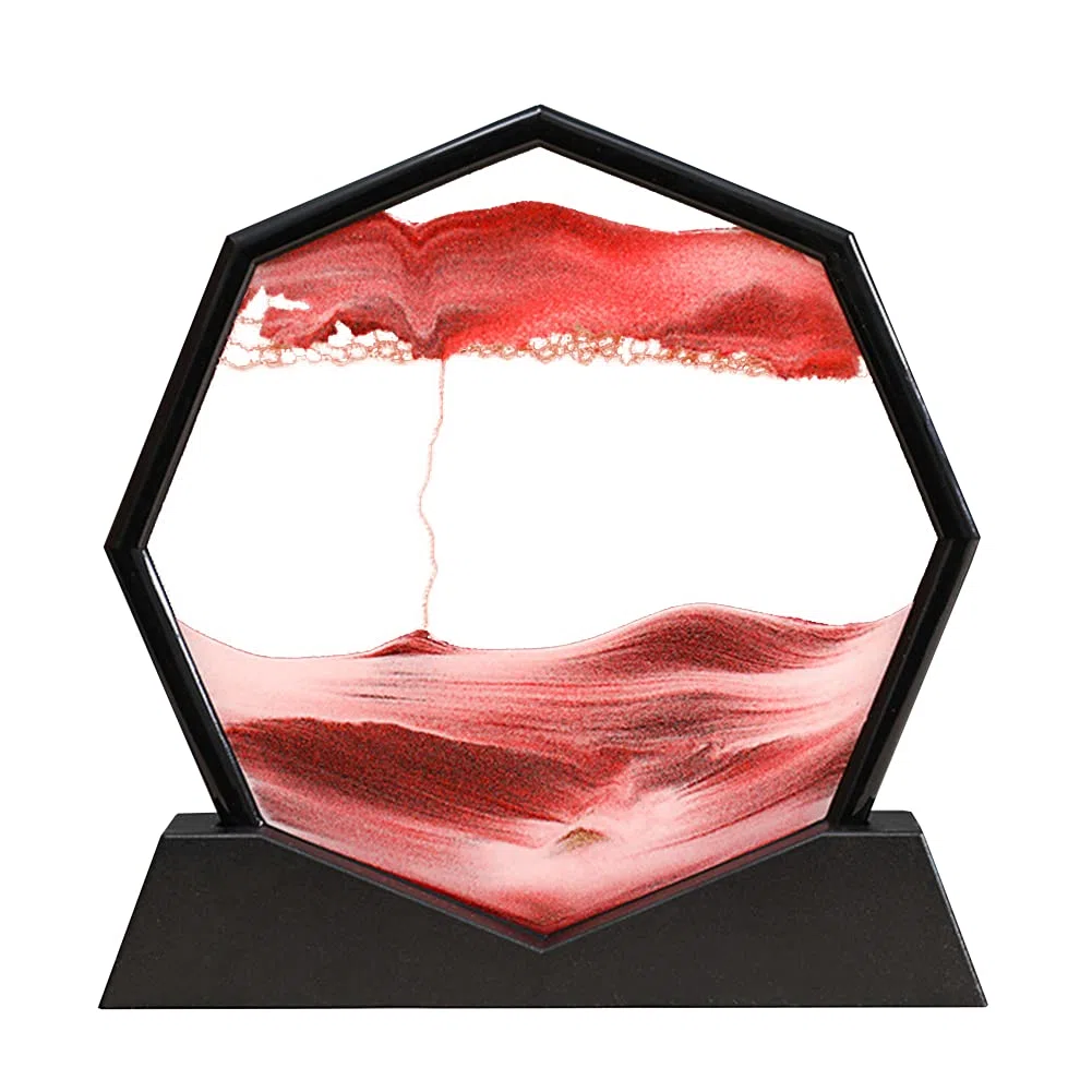 Xinchangda Peintures sur sable fluide, ornements en verre à sable mouvant, cadre en sable mouvant, tableau d'art sur sable fluide 3D avec cadre de base, ornements de bureau à la maison