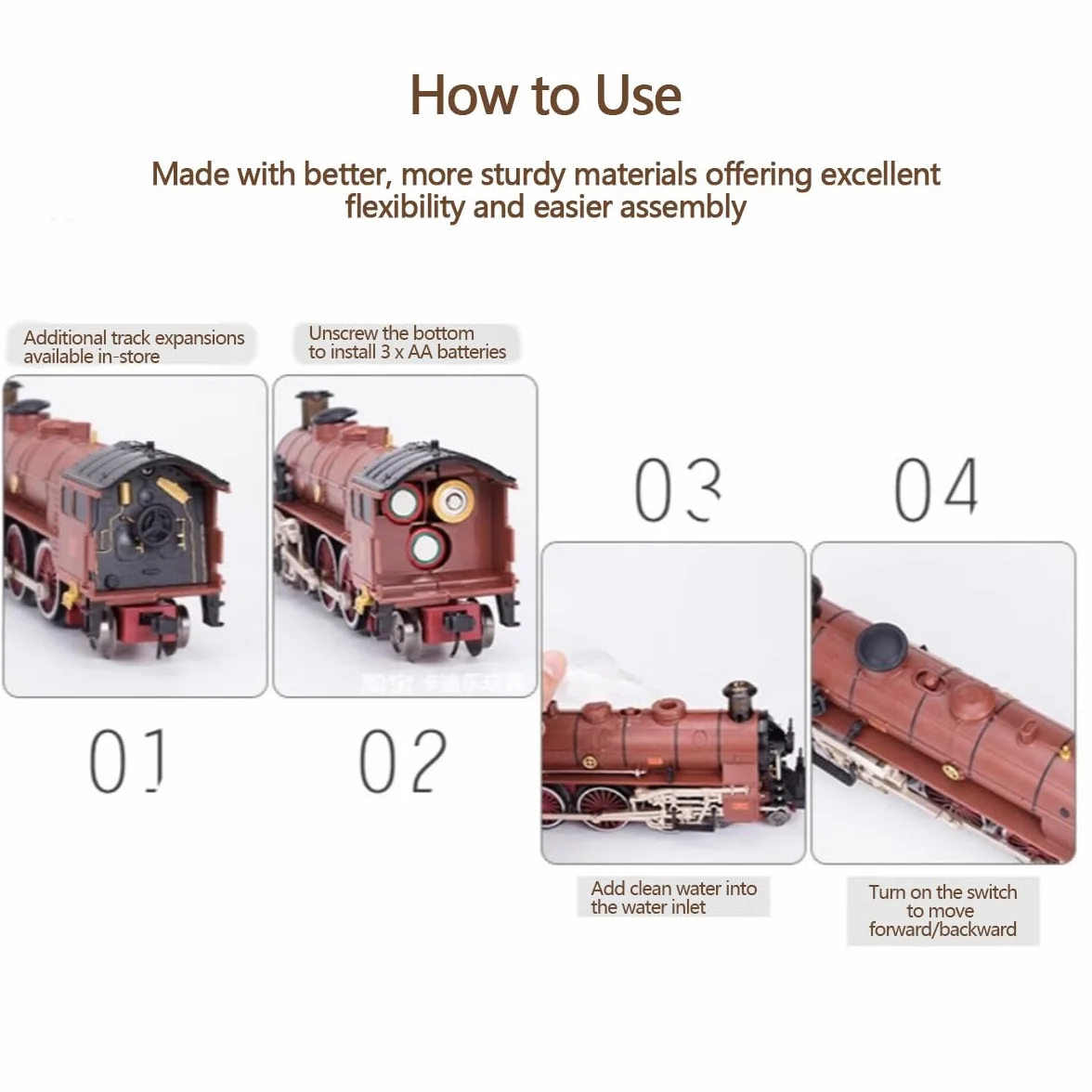 Ensemble de train électrique, modèle de locomotive en alliage avec wagon et longue voie, sifflet/contrôle de la fumée, cadeau amusant pour adolescents et adultes (modèle 22918/rouge)