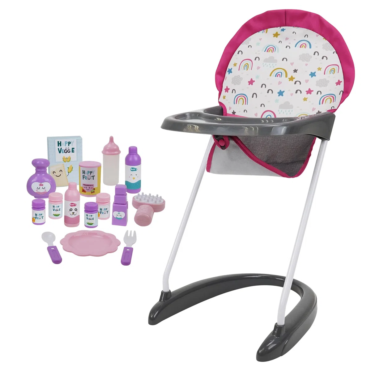 509 Crew 21 Piece Doll Stroll n Play & Care Combo Set, Doll Stroller, Doll Playard, Doll High Chair Set, Carry Cot, Diaper Bag, Feeding and Grooming Accessories, Ages 3+
