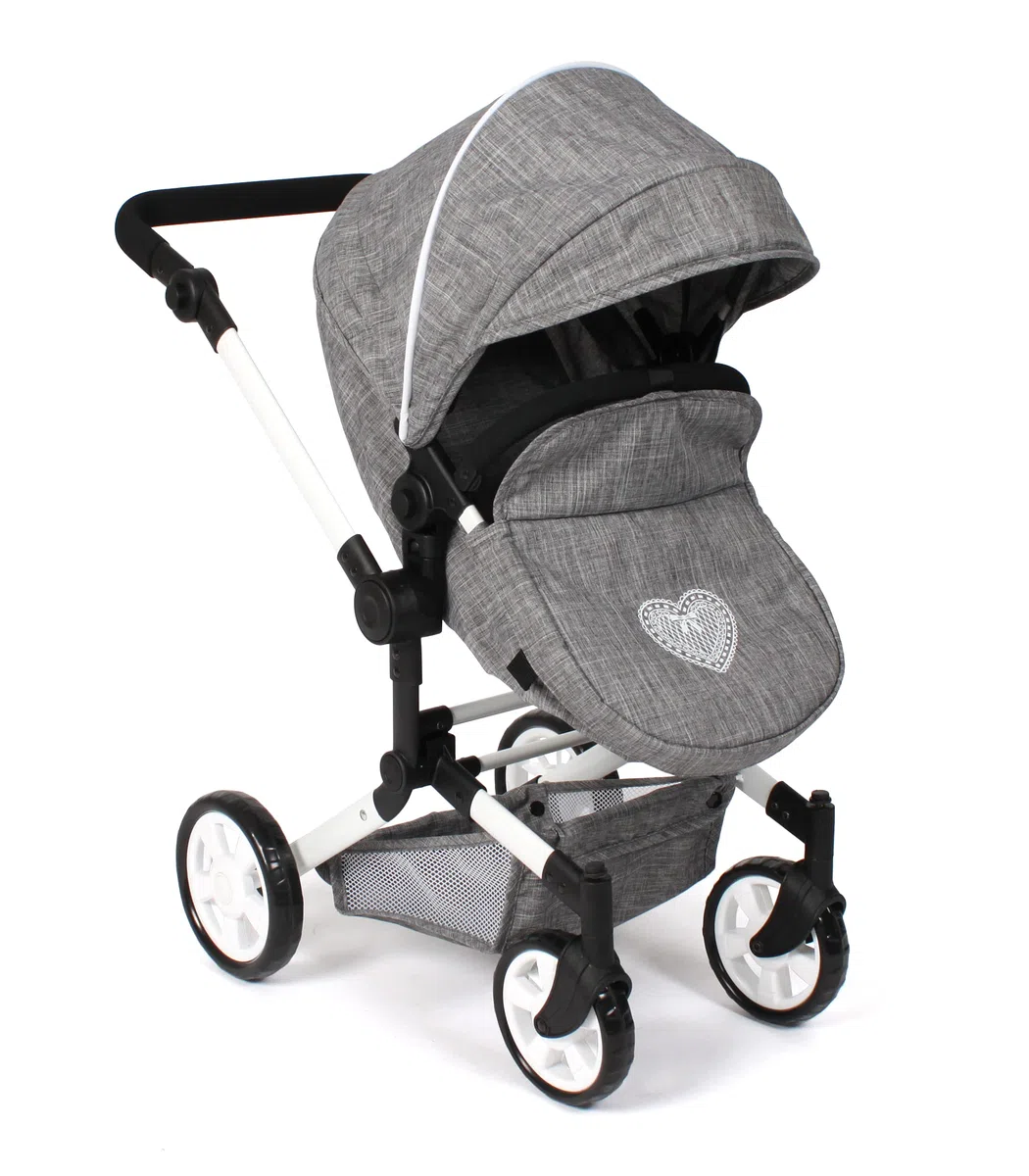 Bayer Chic 2000 Poussette poupée 3 en 1 Linus Pliable réglable | Set 3 en 1 avec nacelle transformable et siège auto, poignée réglable de 47 à 78 cm.
