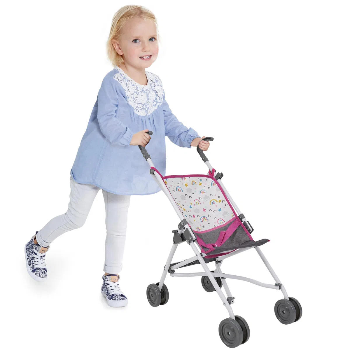 509 Crew 21 Piece Doll Stroll n Play & Care Combo Set, Doll Stroller, Doll Playard, Doll High Chair Set, Carry Cot, Diaper Bag, Feeding and Grooming Accessories, Ages 3+