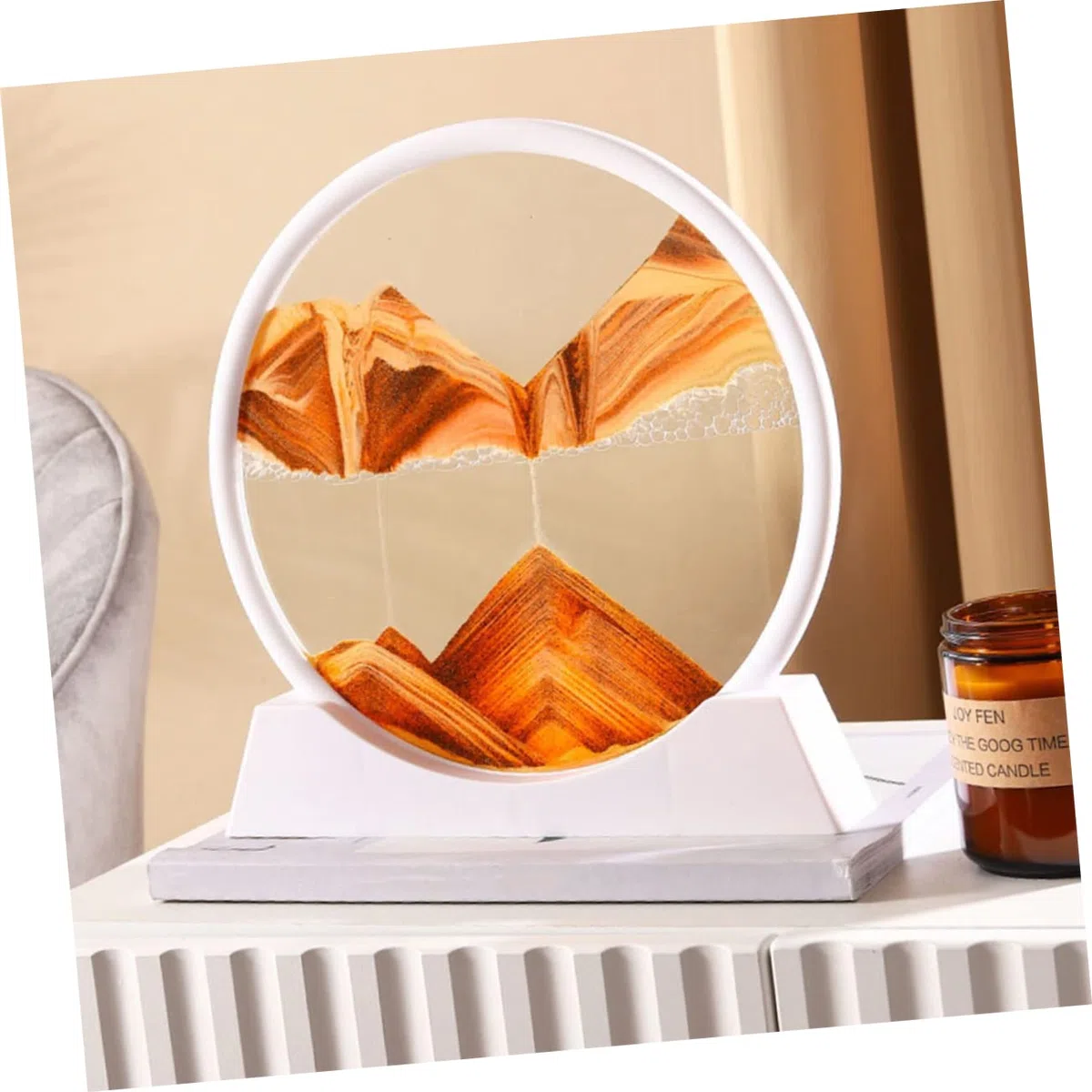 YARNOW Décoration de Peinture sur Sable Mouvant 3D en Verre Jaune