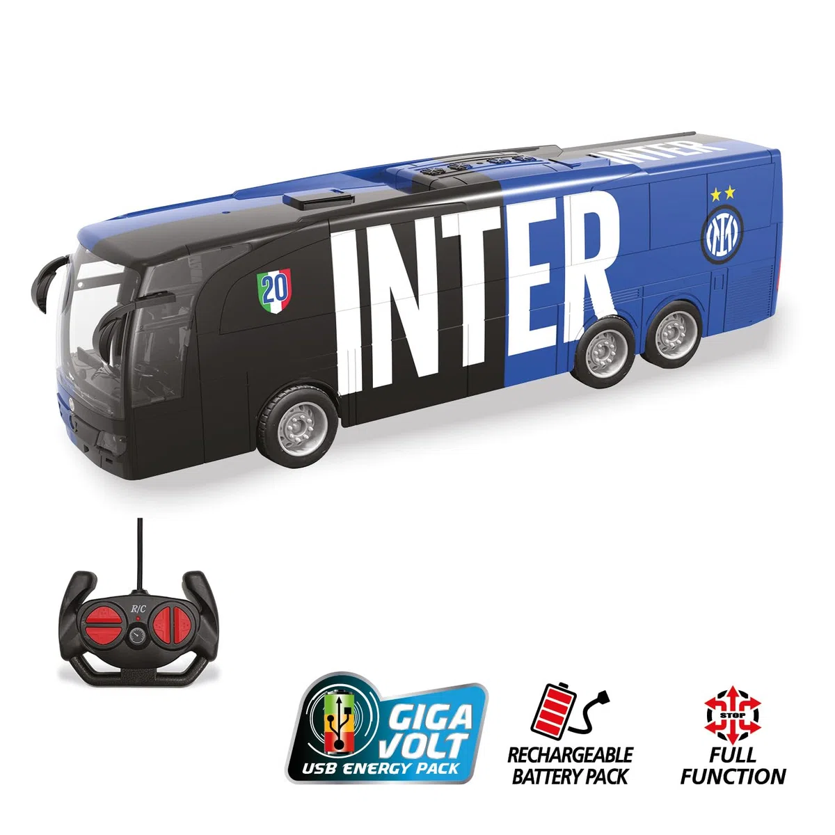 Bus radiocommandé Inter de Mondo Motors, Longueur du modèle 33 cm, Piles Rechargeables incluses, Bus pour Enfants 63856