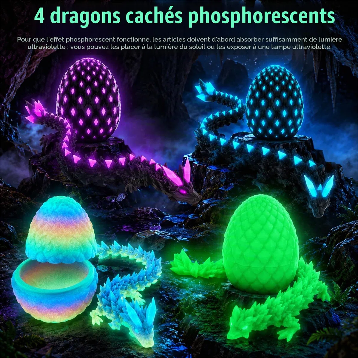 Calendrier de l’Avent Dinosaure 2026, 24 Œufs de Dragon 3D avec Figurines Articulées, 20 Modèles + 4 Cachés Lumineux, Jouet Créatif Cadeau Noël Enfant