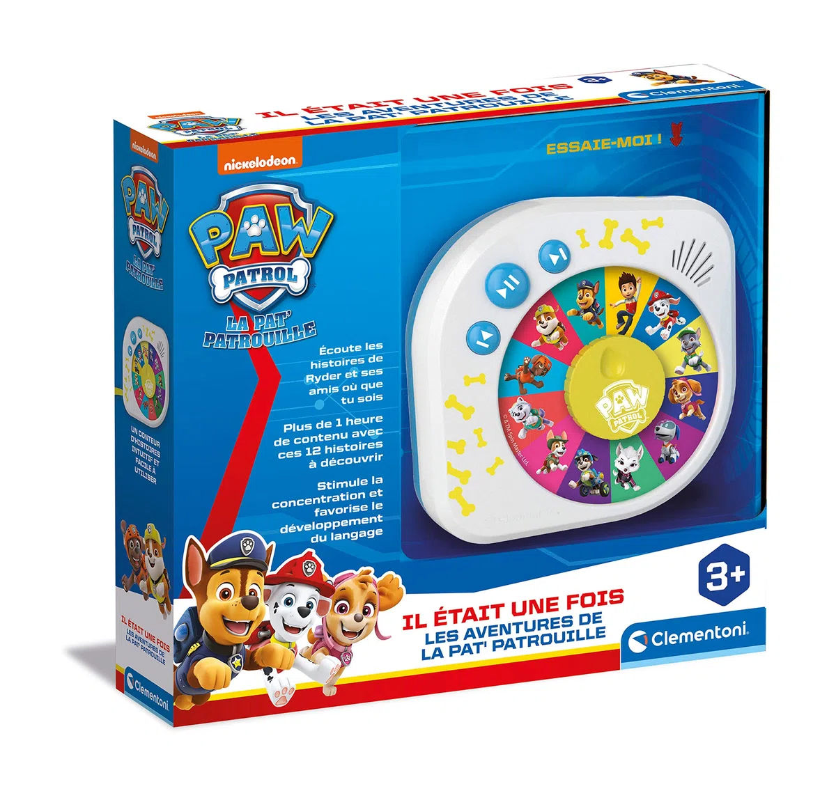 Clementoni - Il était Une Fois Les Aventures de la Pat' Patrouille - Conteur d'Histoire Intuitif 3 Ans + - 12 Histoires - Jeu Éducatif Imagination et Écoute - Idee Cadeau - Paw Patrol