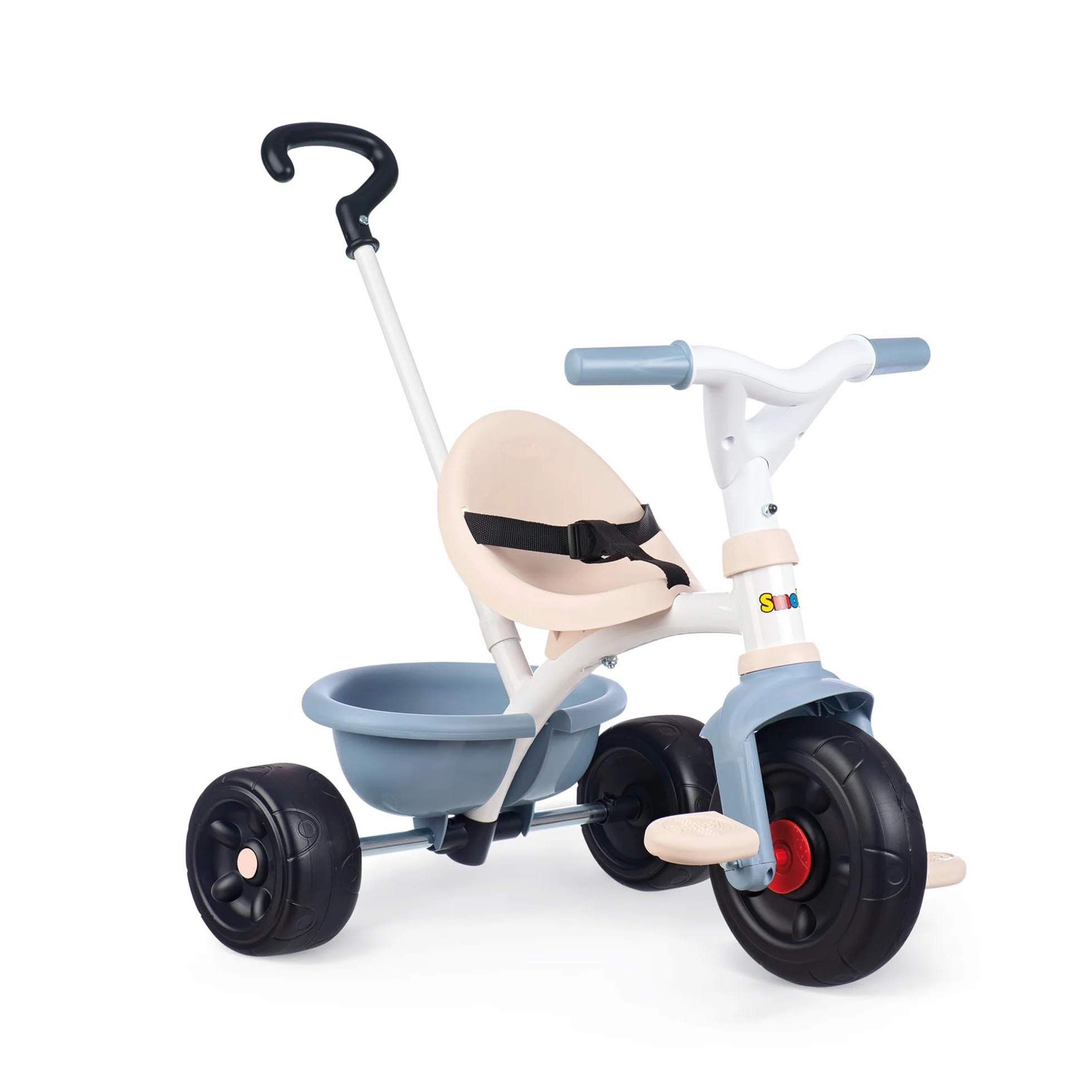 Smoby - Tricycle Be Fun Bleu - Canne Parentale Réglable Jusqu'à 95 cms et Amovible - Ceinture de Sécurité - A Partir de 15 Mois - Fabrication Espagnole